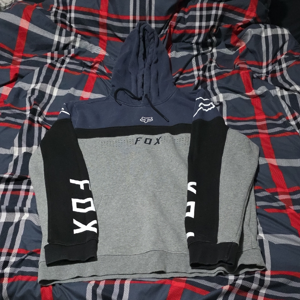 Fox Men's Gray and Black Hoodie